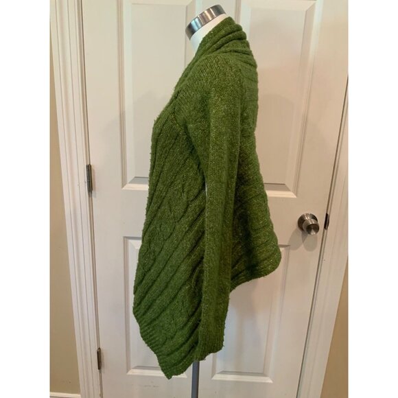 BCBG MAXAZRIA Green Rib/Cable Knit Long Sleeve Cardigan Sweater Size XS/S - Picture 5 of 10